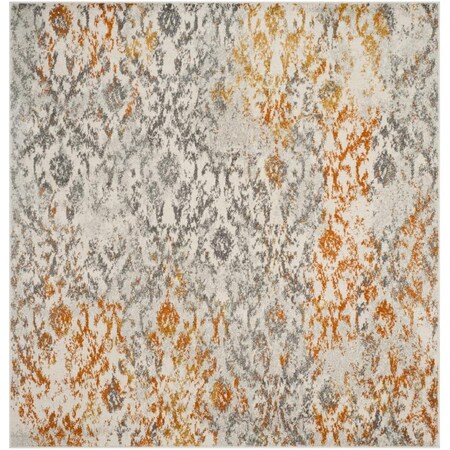Safavieh 9 x 9 ft. Madison Power Loomed Square Area Rug Cream & Orange MAD608K-9SQ